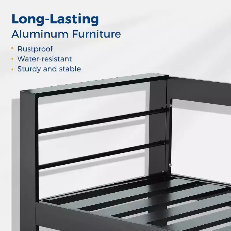 Heynemo Patio Furniture Metal Armchair,2 PCS All-Weather Aluminum Garden Outdoor Contemporary Sofa Chair (White) with Cushions (Light Grey)