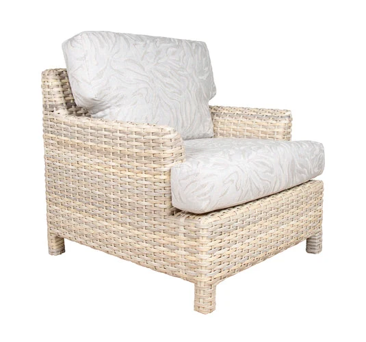 Wicker Outdoor Lounge Chair with Cushions Natural White