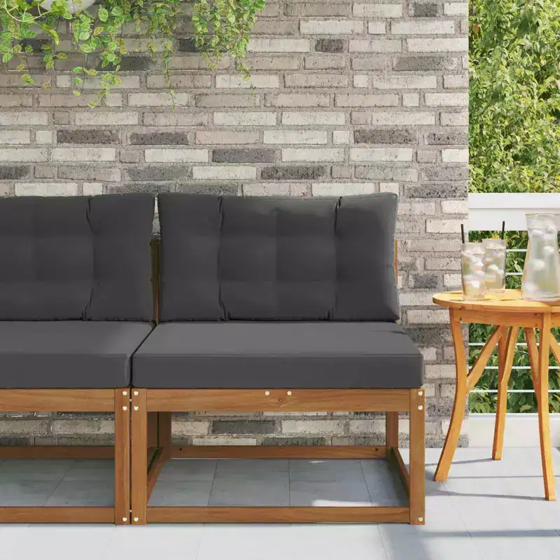 Outdoor Middle Sofa Solid Acacia Wood Natural